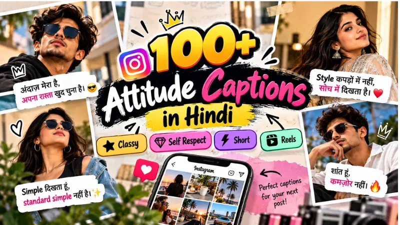 Hindi attitude caption ideas matched to different Instagram photo styles
