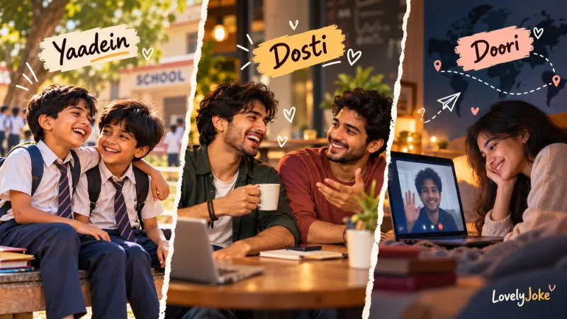 पुराने और दूर रहने वाले दोस्तों की यादों पर friendship graphic