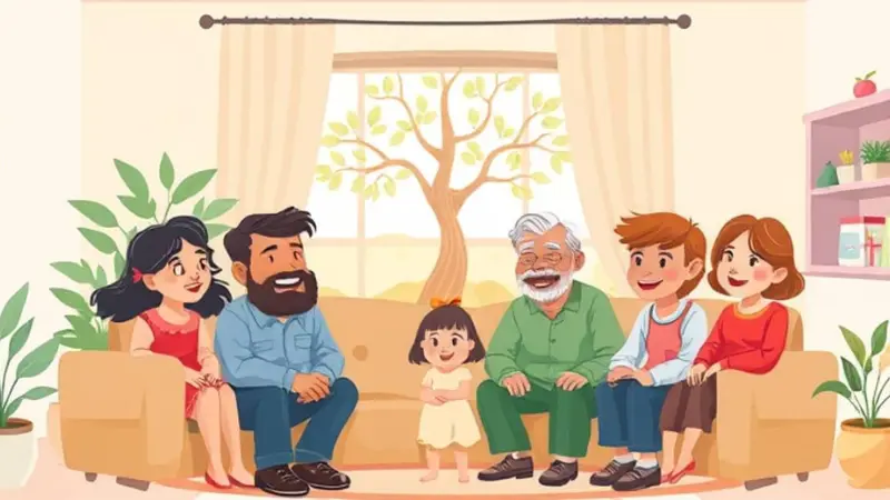 घर में साथ बैठकर मजेदार चुटकुलों पर हंसता परिवार