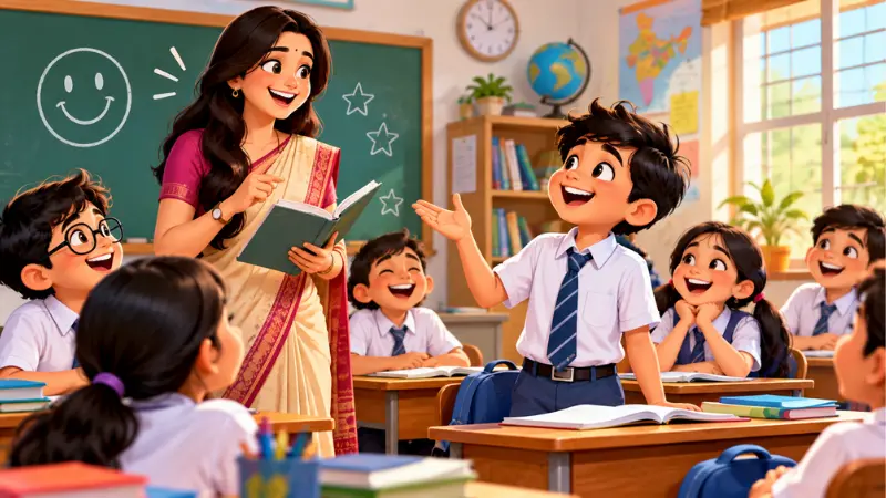 क्लासरूम में टीचर और छात्रों के बीच मजेदार बातचीत