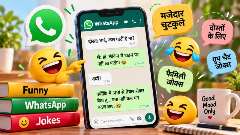 मोबाइल पर मजेदार चैट और हंसते हुए इमोजी का रंगीन चित्र